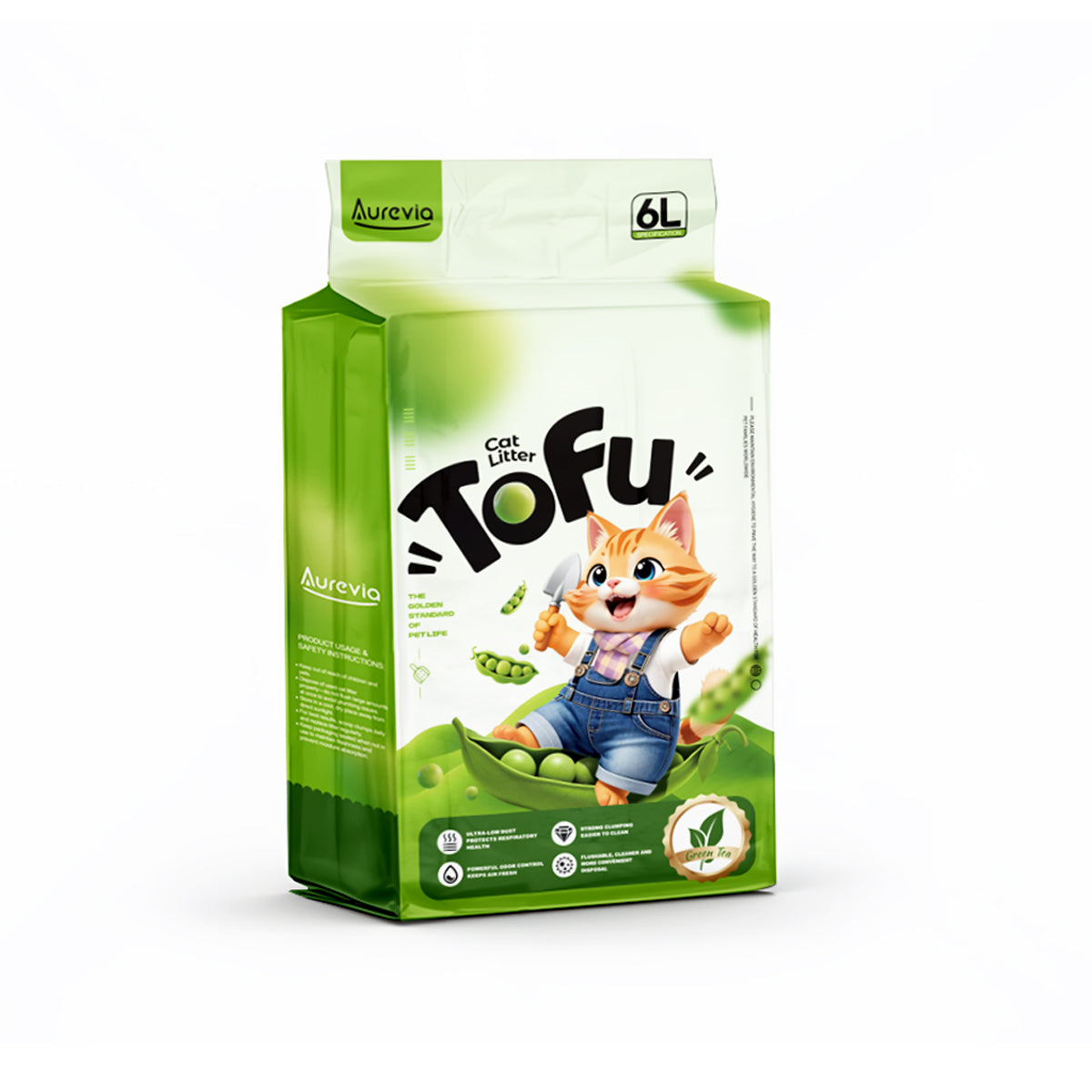 Green Tea Tofu Cat Litter with Peas(6L/2.4kg)