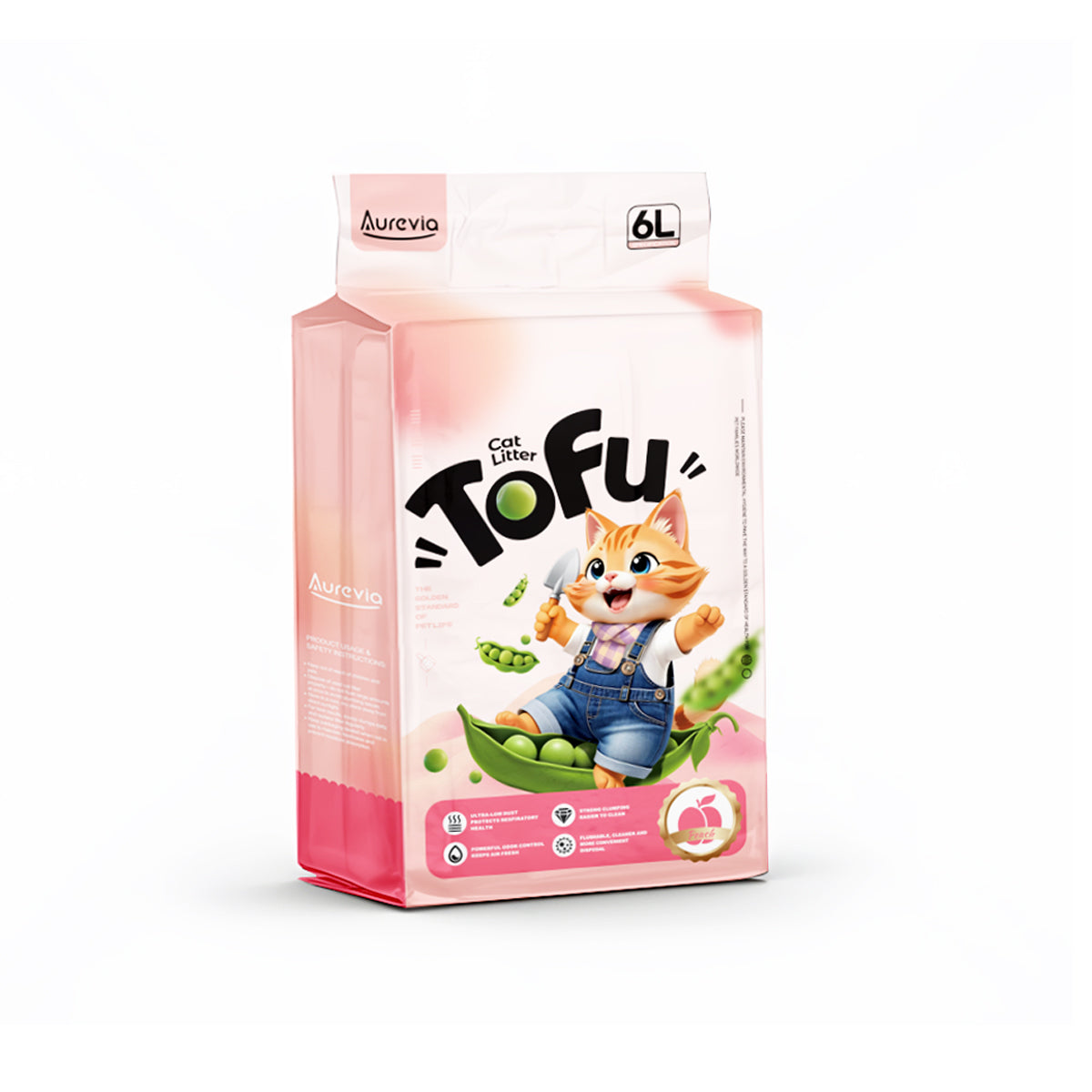 Peach Tofu Cat Litter with Peas(6L/2.4kg)