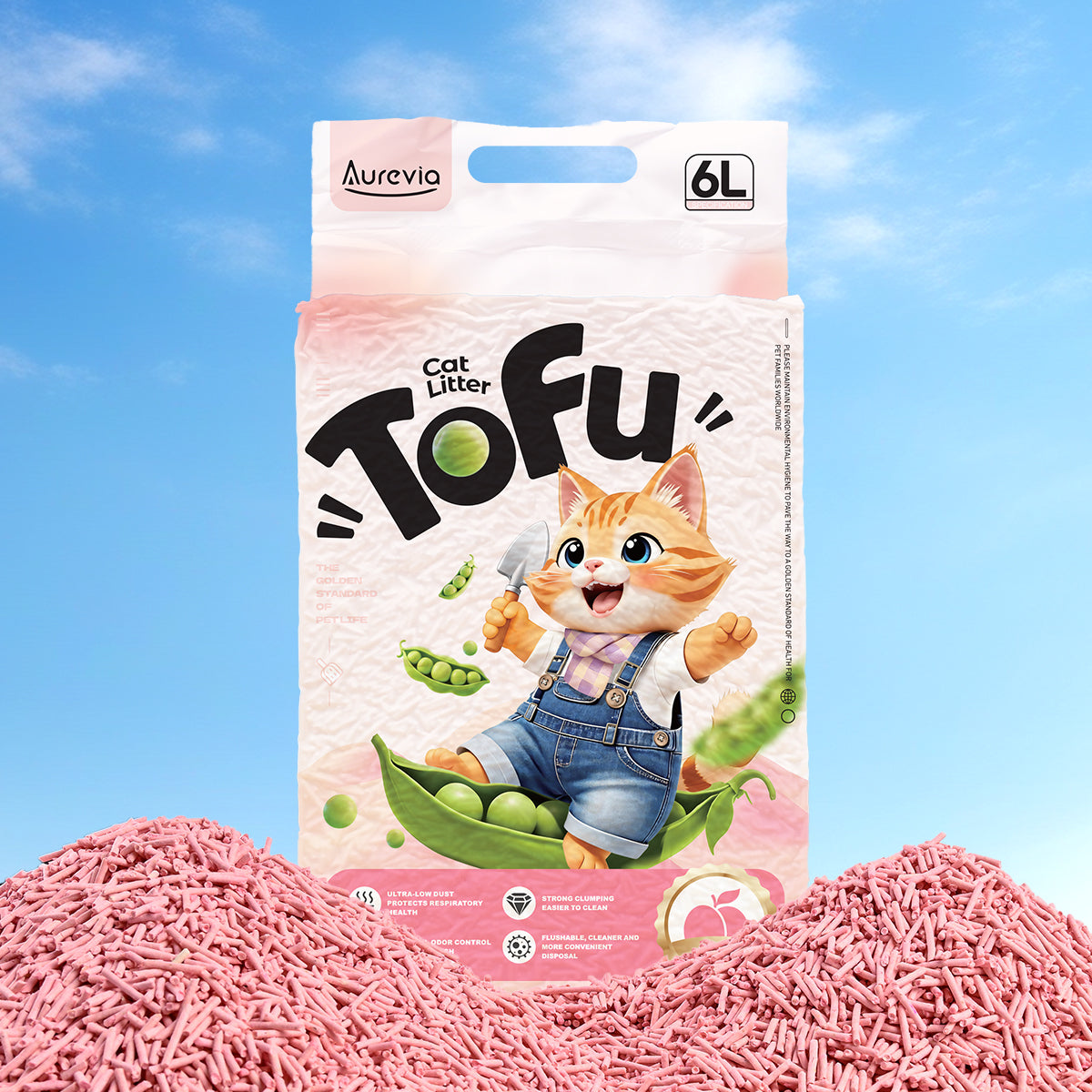 Peach Tofu Cat Litter with Peas(6L/2.4kg)