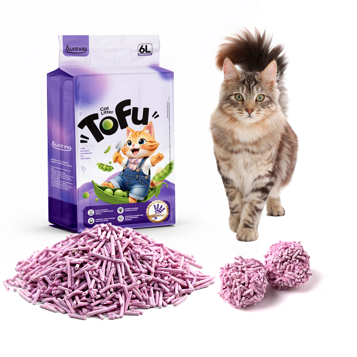 Lavender Tofu Cat Litter with Peas(6L/2.4kg)